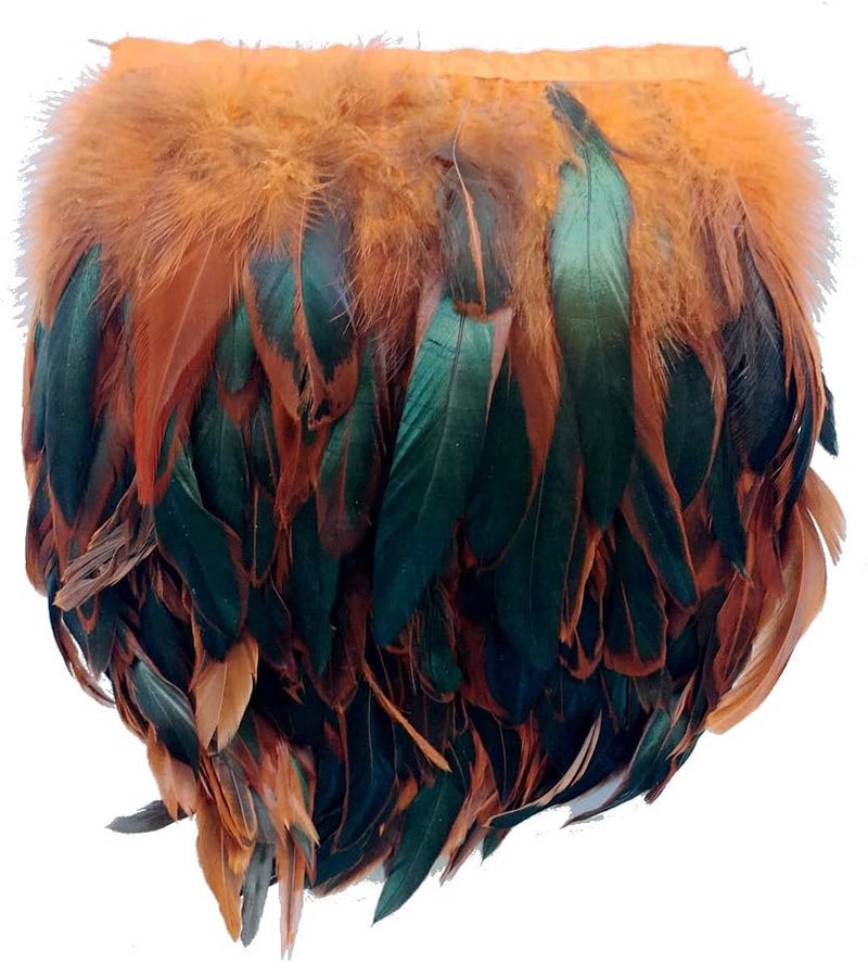 Sowder Rooster Hackle Feather Fringe Trim 5-7" in Width Pack of 5 Yards(Orange) - Image 1